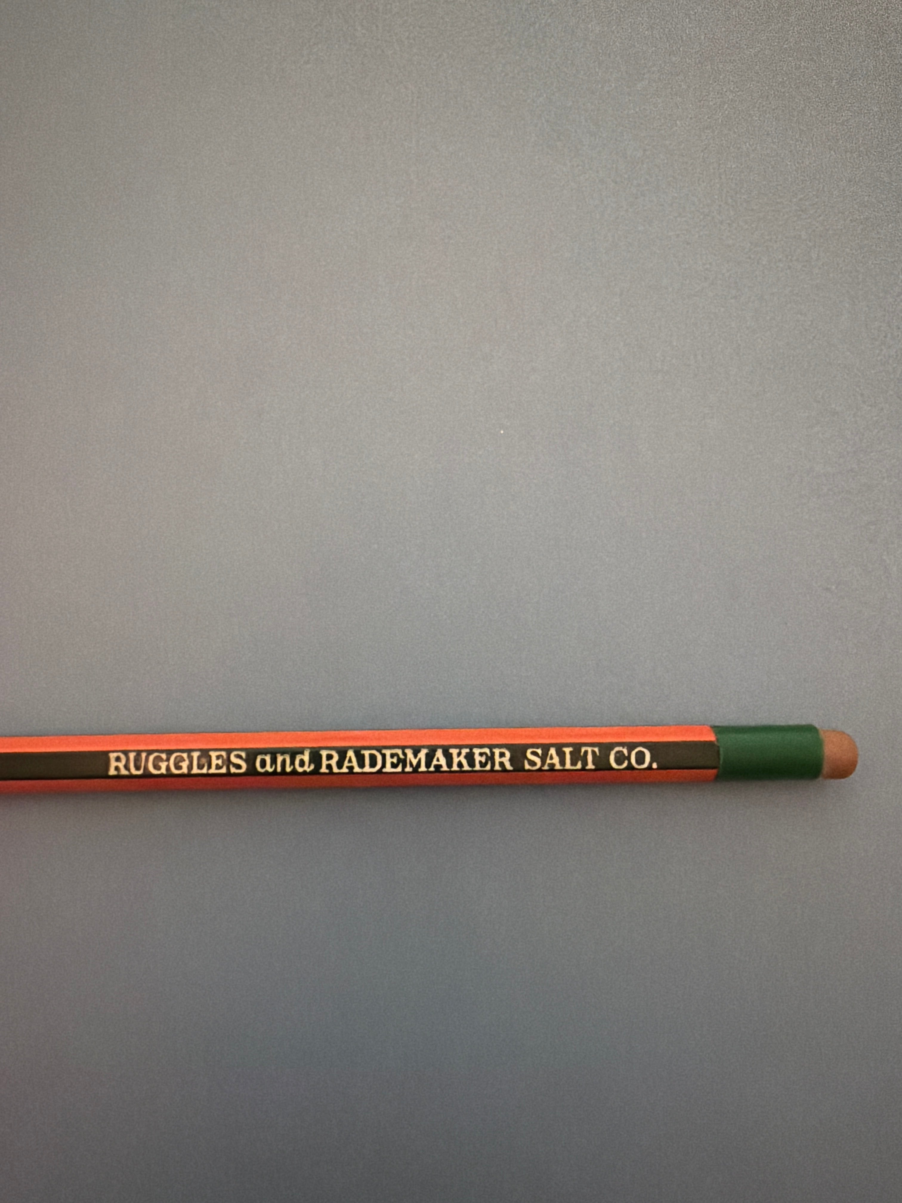 Vintage Ruggles and Rademaker Salt Co. Advertising Pencil (manufactured by Wallace Pencil Co.), c. 1942-1945